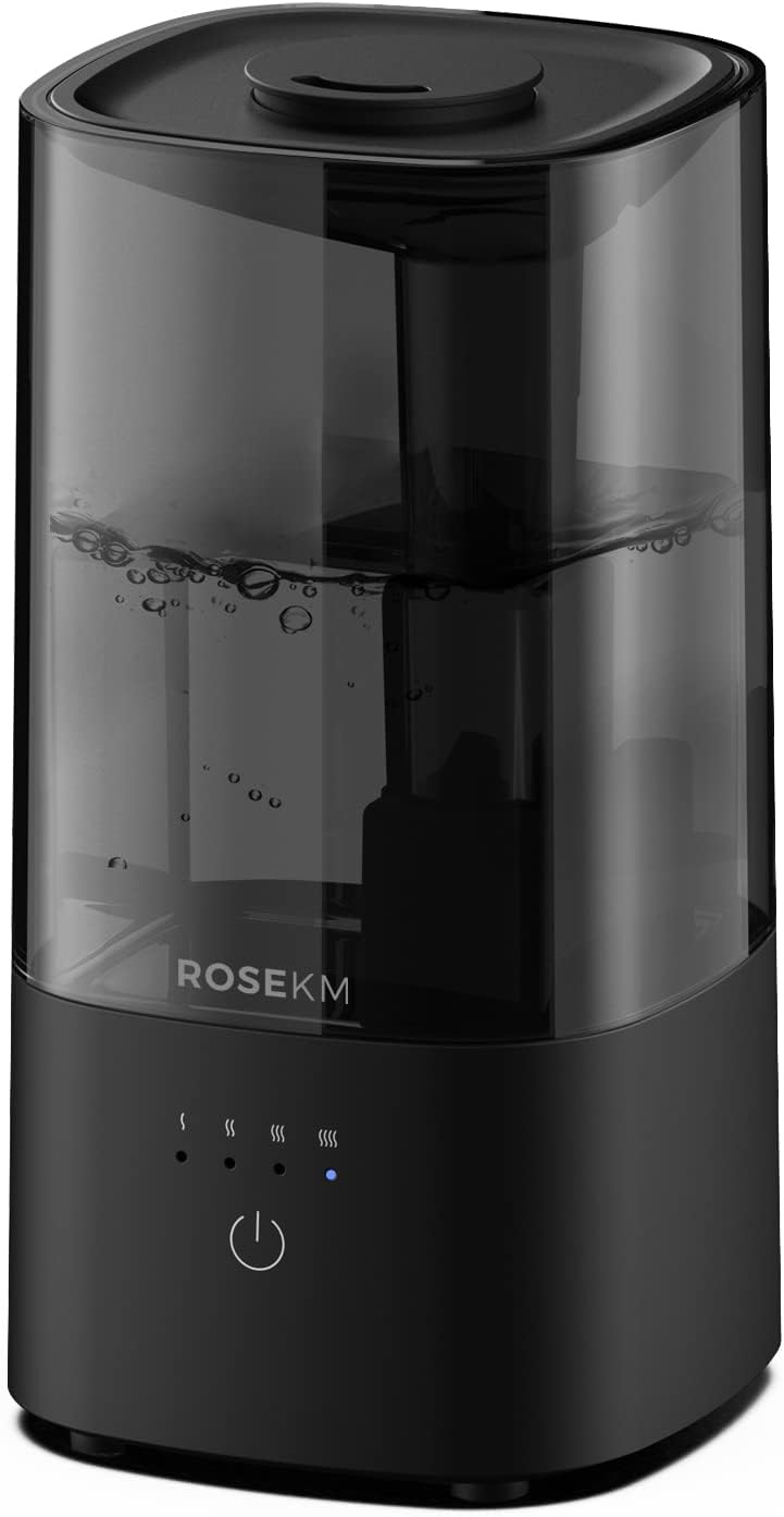 Rosekm Humidifiers for Bedroom, 2.0L Cool Mist Humidifier for Home Plant and Baby Nursery, Quiet Ultrasonic Humidifier with 360° Nozzle, Auto Shut-Off, Filterless, Black - Image 1